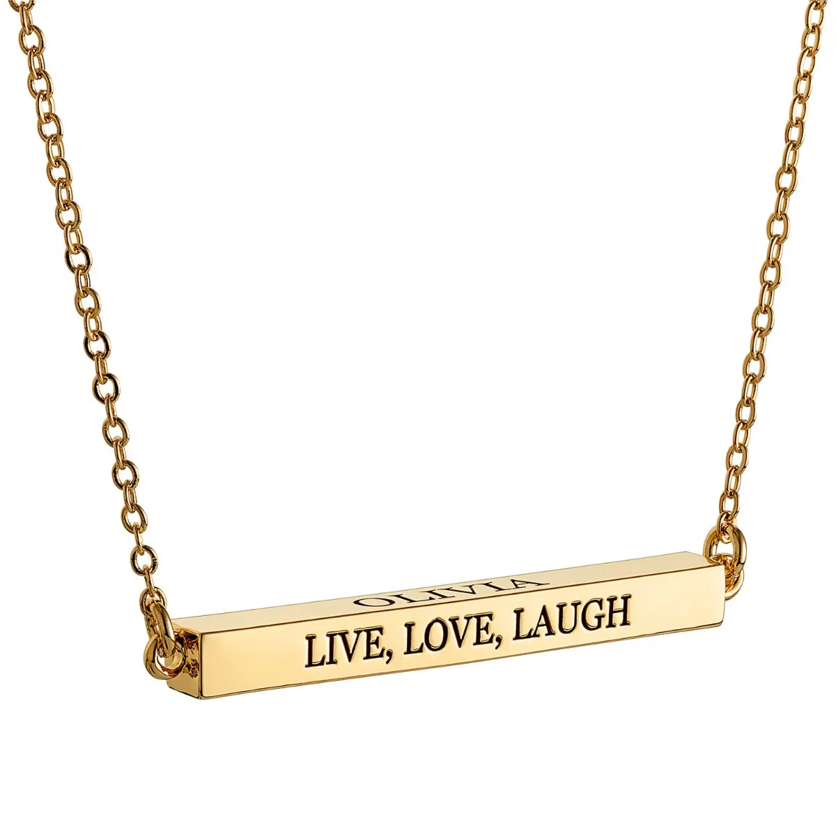 Horizontal 4-sided Bar 'Live, Love, Laugh' Engraved Necklace sold by Limoges Jewelry product image thumbnail 5