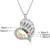 Sterling Silver Two-tone Engraved Name and Birthstone Mom Heart with CZ Necklace sold by Limoges Jewelry