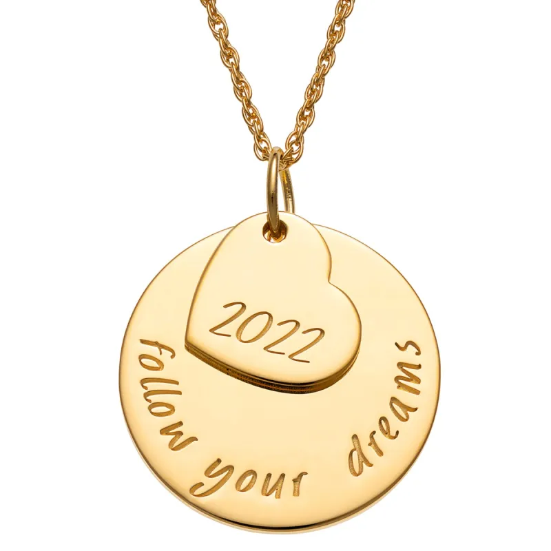 14K Gold over Sterling Graduation Follow Your Dreams Heart Necklace sold by Limoges Jewelry