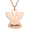 14K Rose Gold Plated Engraved Name Angel with Heart Necklace sold by Limoges Jewelry