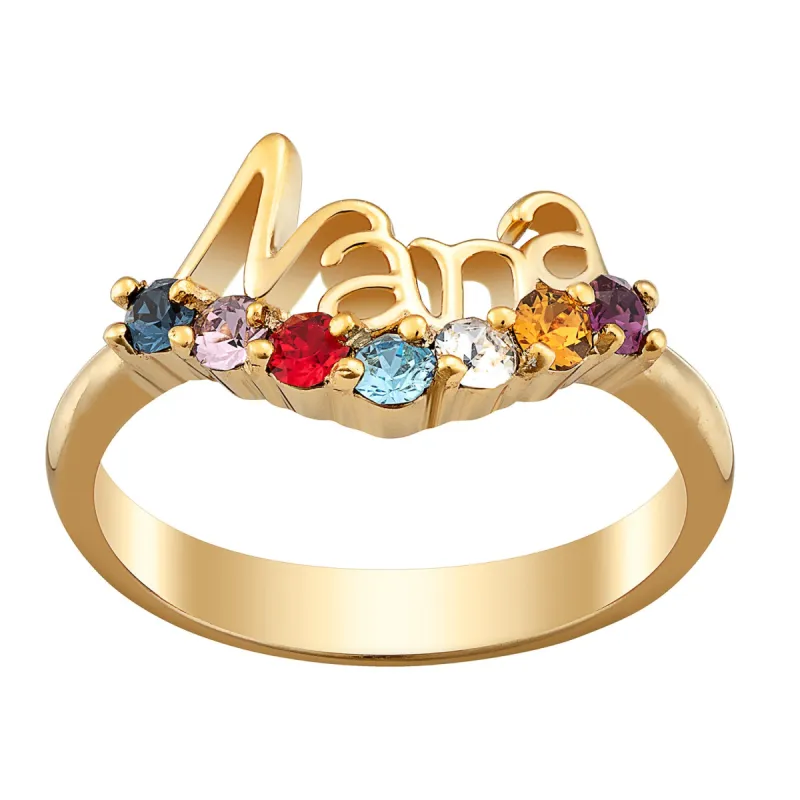 14K Gold over Sterling NANA Family Birthstone Ring sold by Limoges Jewelry