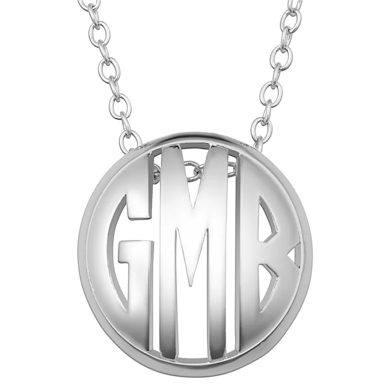 Single Sided 3-D 18x18mm Round Traditional Monogram Pendant sold by Limoges Jewelry