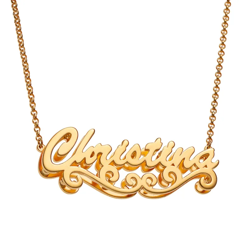 Personalized 14K Gold over Sterling Double Nameplate Necklace sold by Limoges Jewelry