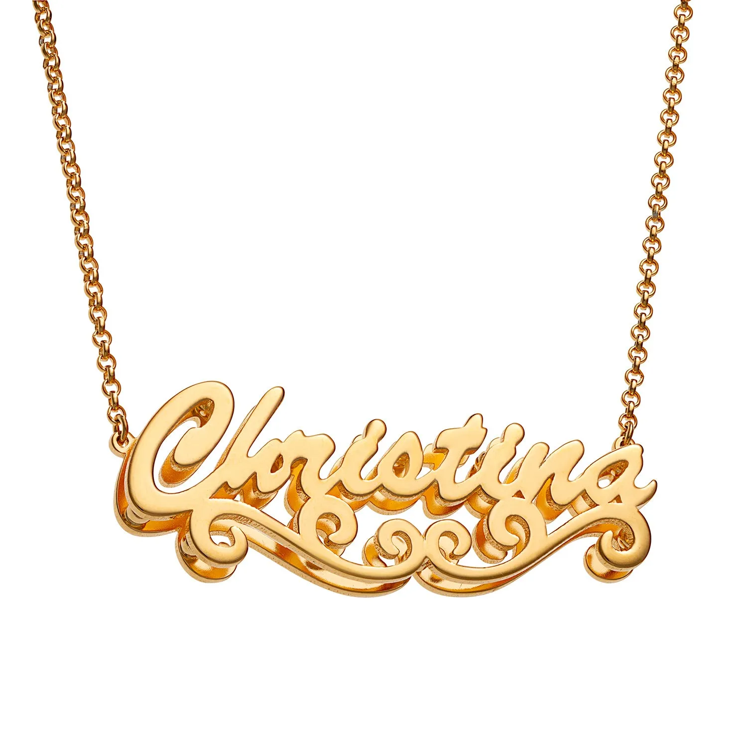Personalized 14K Gold over Sterling Double Nameplate Necklace sold by Limoges Jewelry