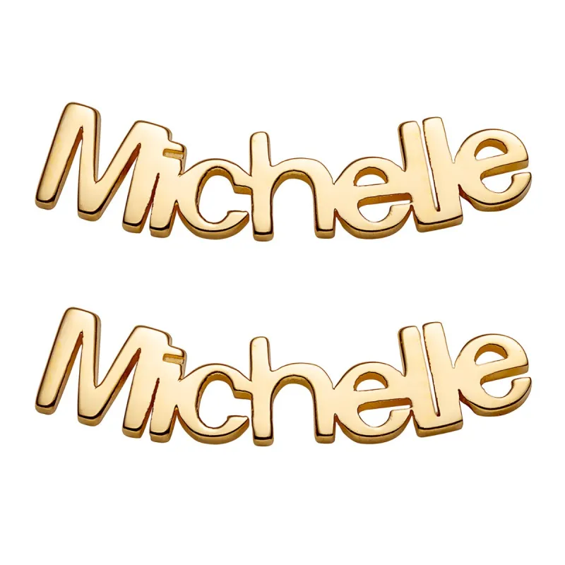 14K Gold Plated Personalized Name Crawler Button Earring sold by Limoges Jewelry