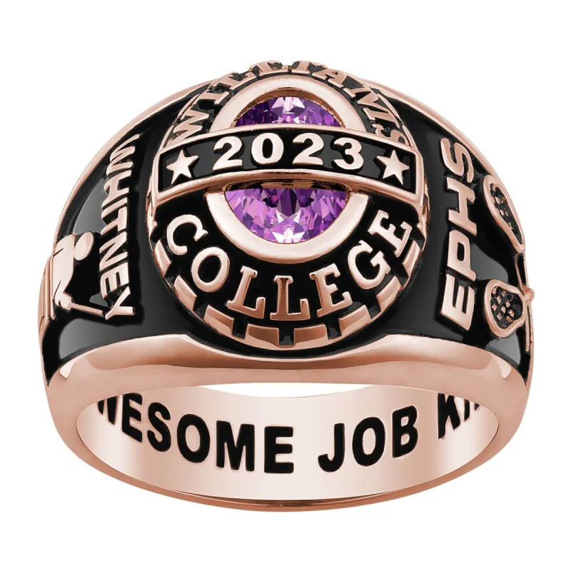 Ladies' 14K Rose Gold Plated Celebrium Birthstone Class Ring sold by Limoges Jewelry