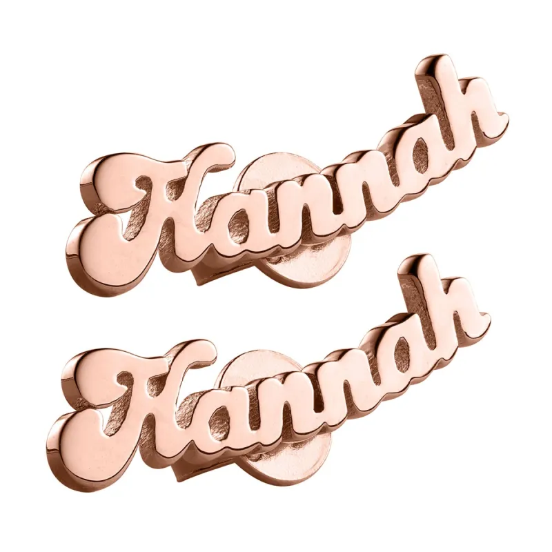 14K Rose Gold Plated  Name Earrings sold by Limoges Jewelry