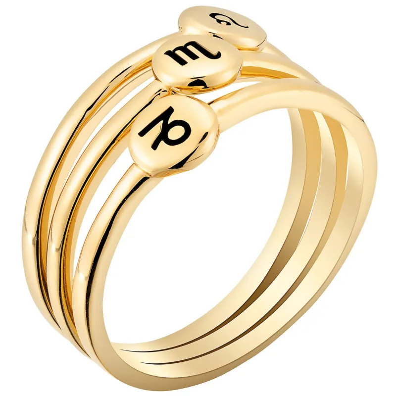 14K Gold Plated Zodiac Stack Ring Set of 3 sold by Limoges Jewelry