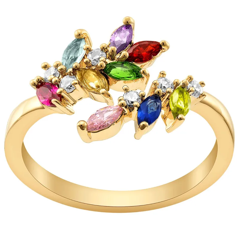 14K Gold Plated Marquise Birthstone Bypass Ring sold by Limoges Jewelry