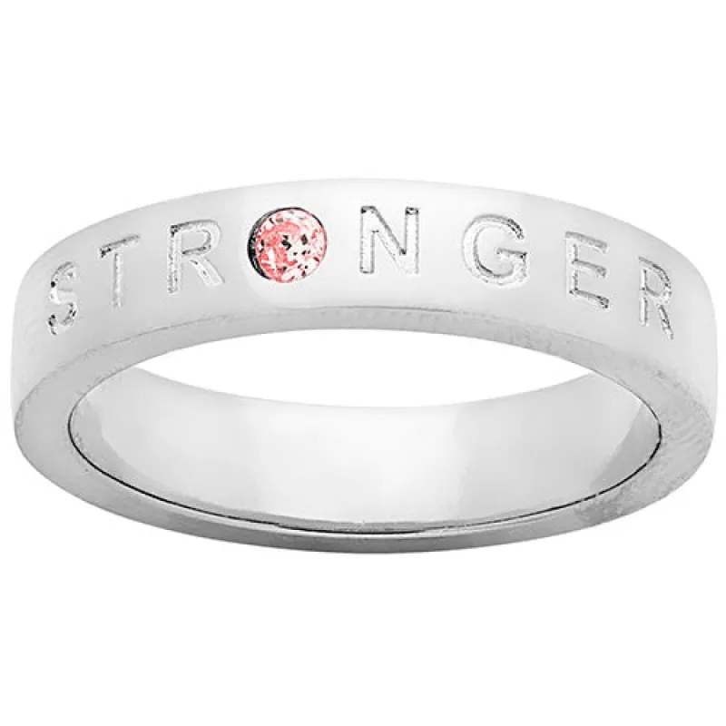 STRONGER Silver Plated Birthstone Empowerment Ring sold by Limoges Jewelry