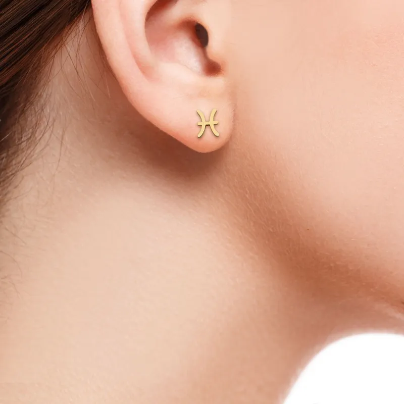 14K Gold Plated Zodiac Sign Cutout Stud Earring Set of 2 sold by Limoges Jewelry