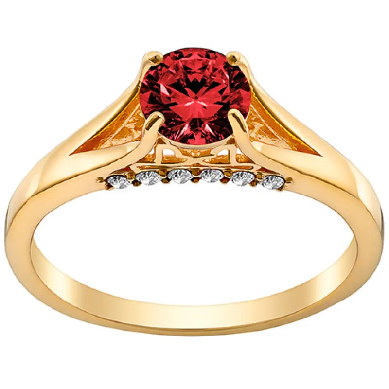 14K Gold Plated Simulated Garnet and Clear Crystal Ring sold by Limoges Jewelry
