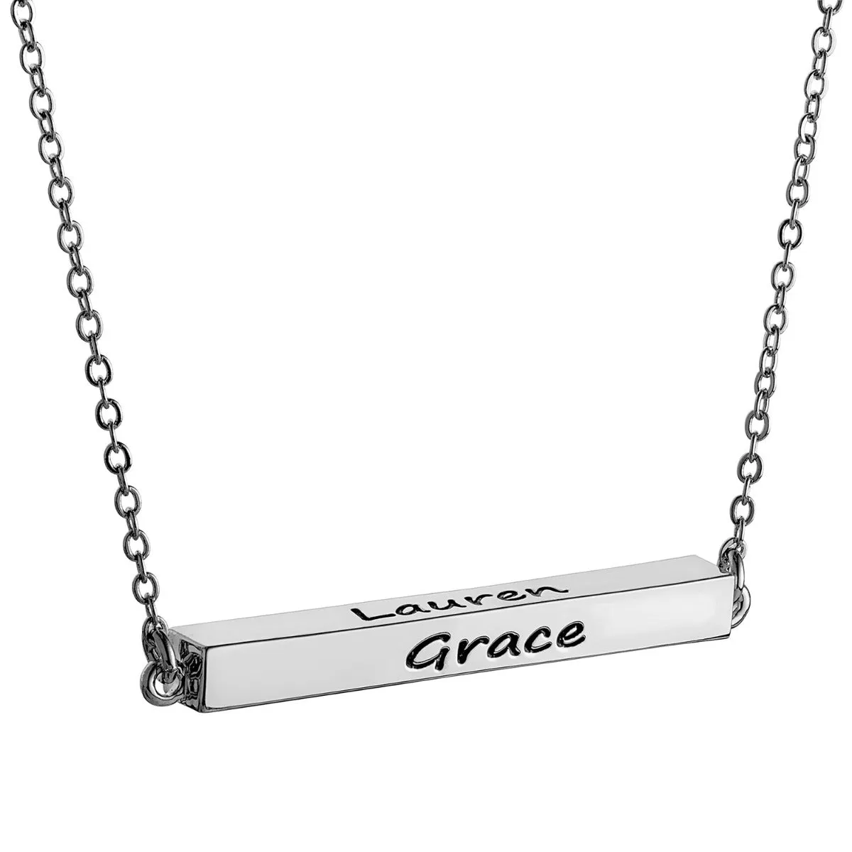 Horizontal 4-sided Bar 'Best Mom' Engraved Family Name Necklace sold by Limoges Jewelry product image thumbnail 3