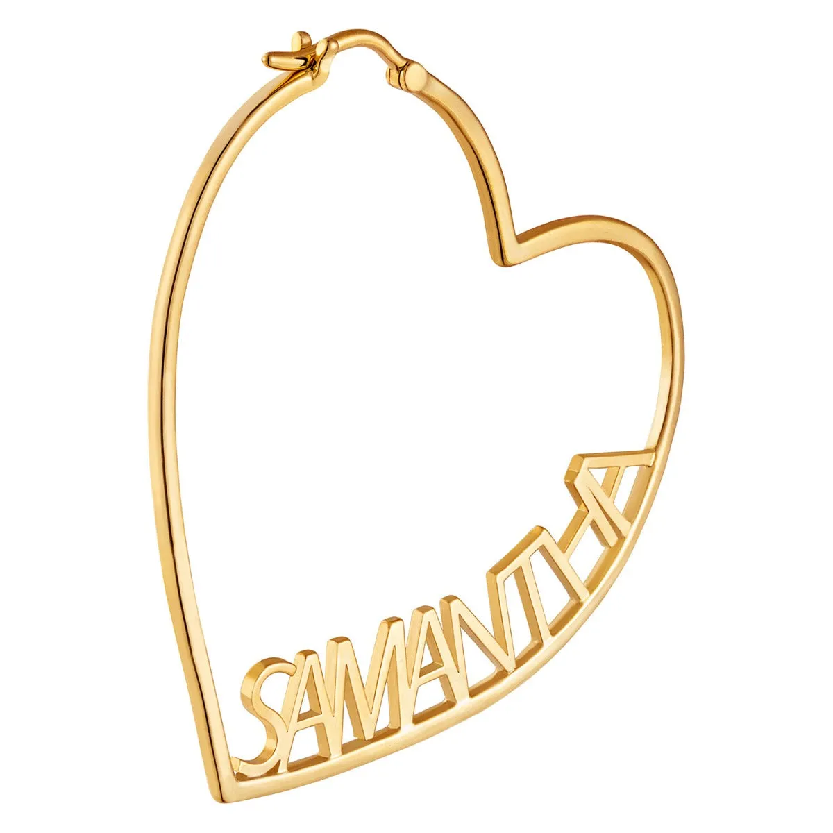 14K Gold Plated Personalized Nameplate Medium Heart Hoop Earrings sold by Limoges Jewelry product image thumbnail 2