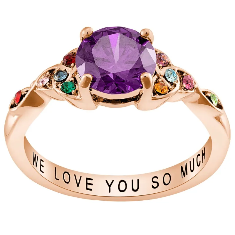 14K Rose Gold Plated Birthstone Ring with Trinity Knot sold by Limoges Jewelry