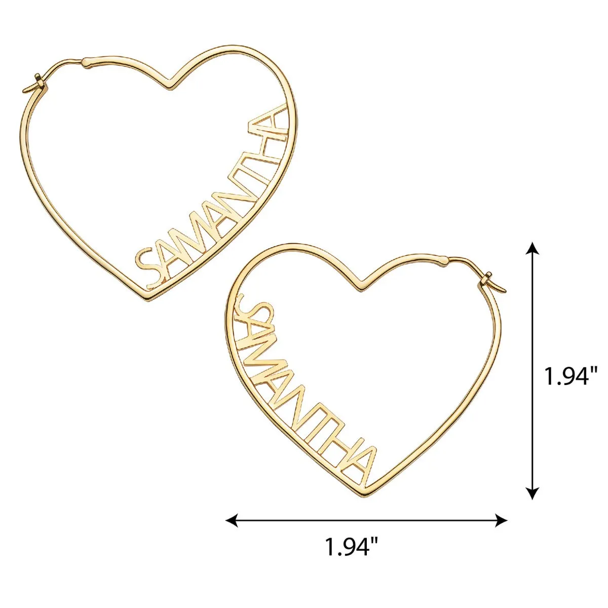 14K Gold Plated Personalized Nameplate Medium Heart Hoop Earrings sold by Limoges Jewelry product image thumbnail 4