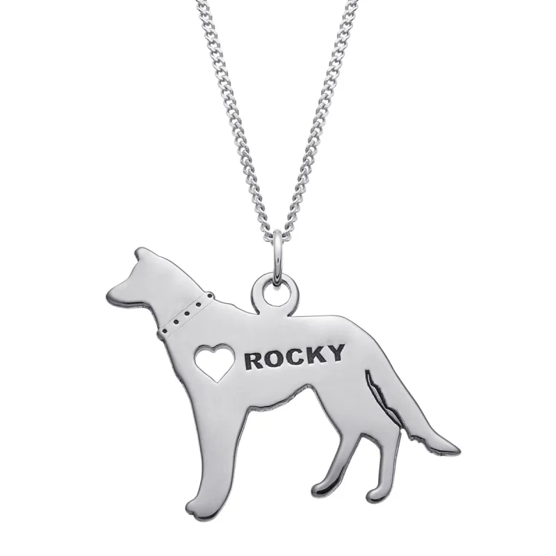 Sterling Silver Engravable German Shepherd Dog Necklace sold by Limoges Jewelry