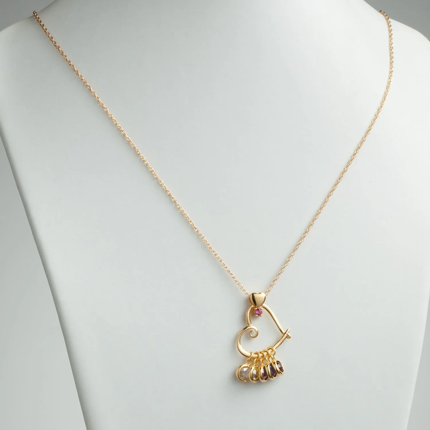 14K Gold over Sterling Mother's Heart Birthstone Necklace sold by Limoges Jewelry product image thumbnail 2