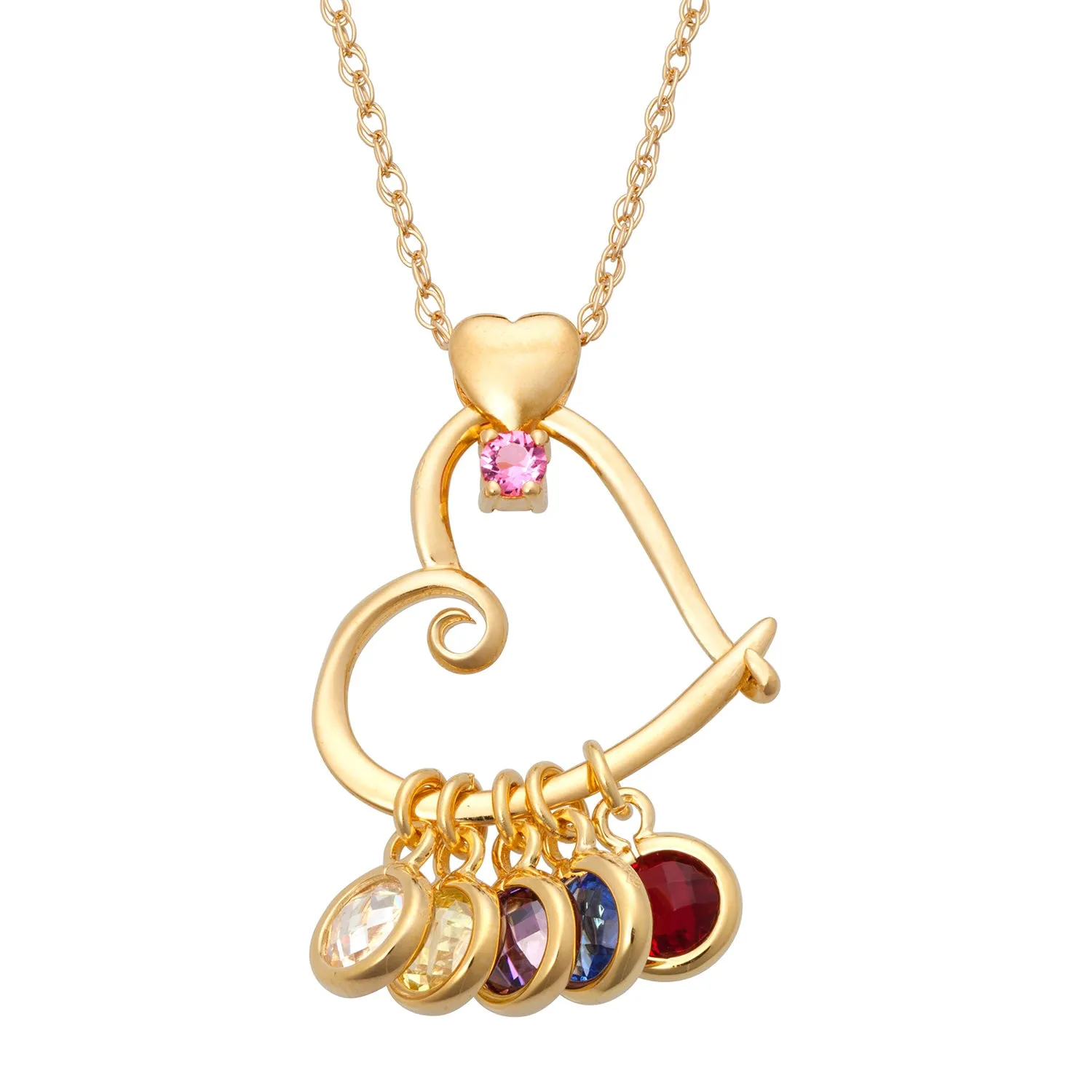 14K Gold over Sterling Mother's Heart Birthstone Necklace sold by Limoges Jewelry