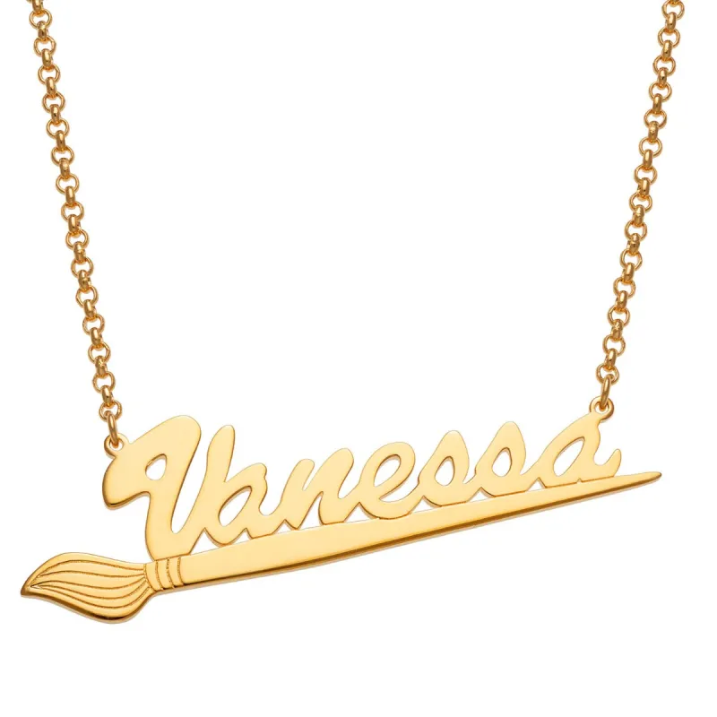 14K Gold Plated Artist Name Necklace sold by Limoges Jewelry