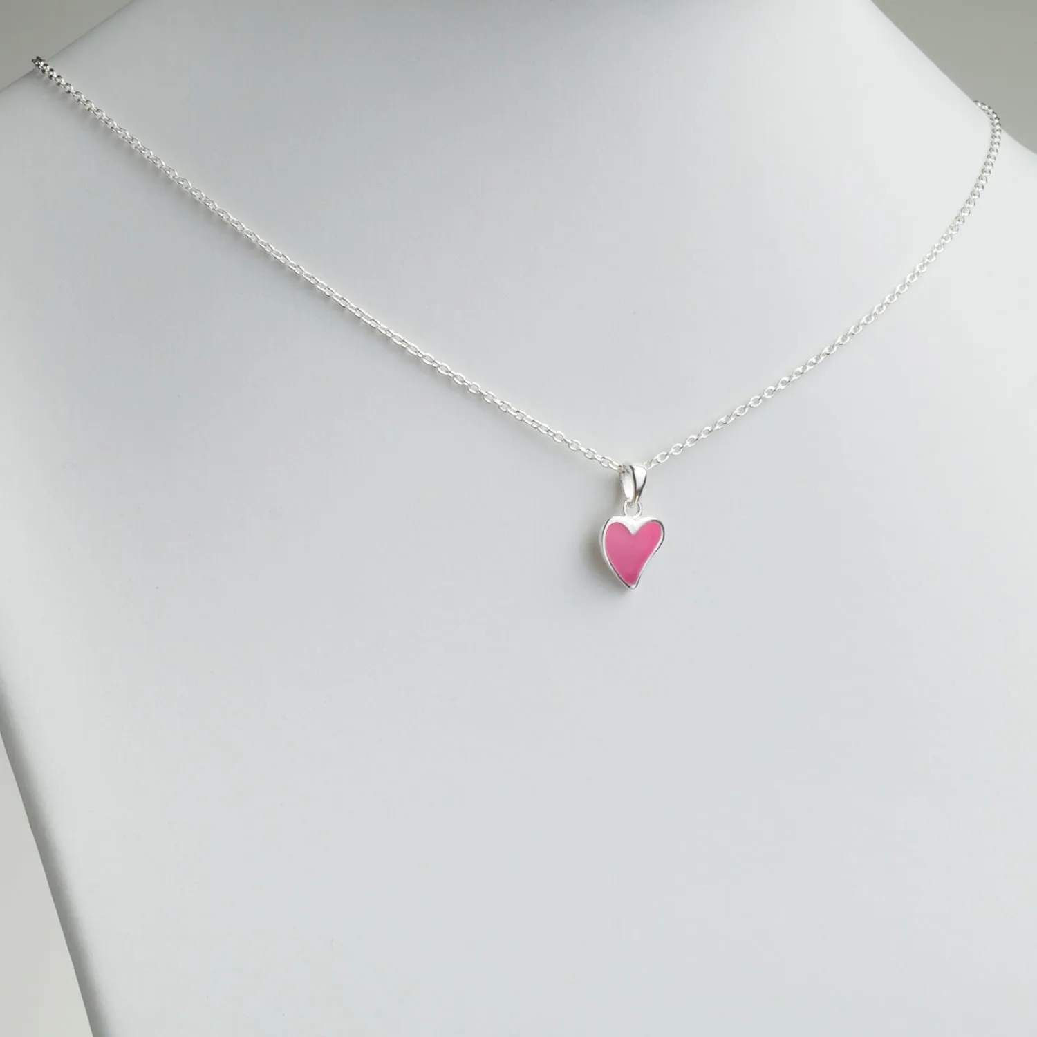Sterling Silver Pink Heart Necklace and Earrings Set sold by Limoges Jewelry product image thumbnail 3