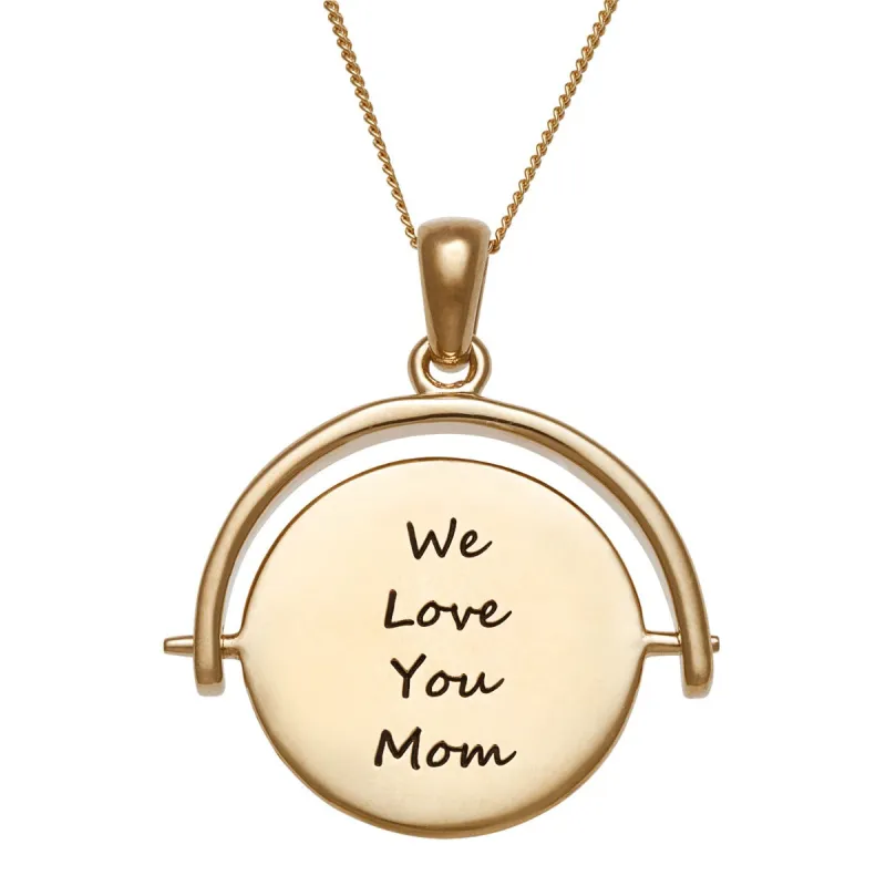 14K Gold over Sterling Engravable Disc Large Spinner Pendant sold by Limoges Jewelry