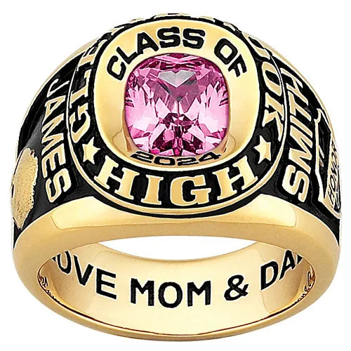 Men's Yellow CELEBRIUM Double Row Traditional Class Ring sold by Limoges Jewelry