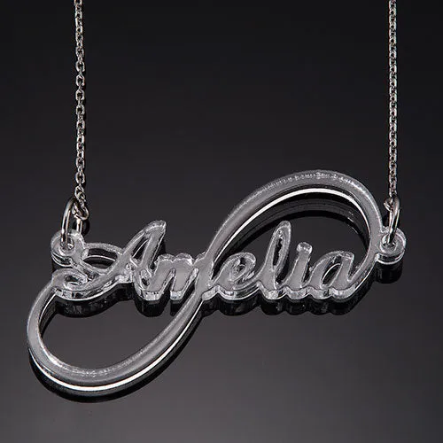 Script Name Infinity Acrylic Necklace sold by Limoges Jewelry product image thumbnail 4