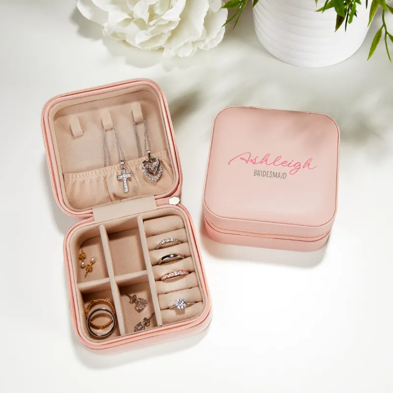 Pink Zip Travel Jewelry Case for Bridesmaid sold by Limoges Jewelry