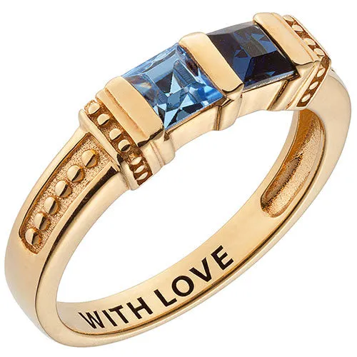 Personalized 14K Gold Plated Square Birthstone Ring - 2 Stones sold by Limoges Jewelry product image thumbnail 3