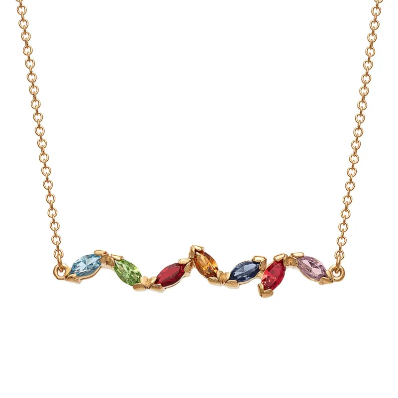 14K Gold over Sterling Marquise Family Birthstone Necklace sold by Limoges Jewelry