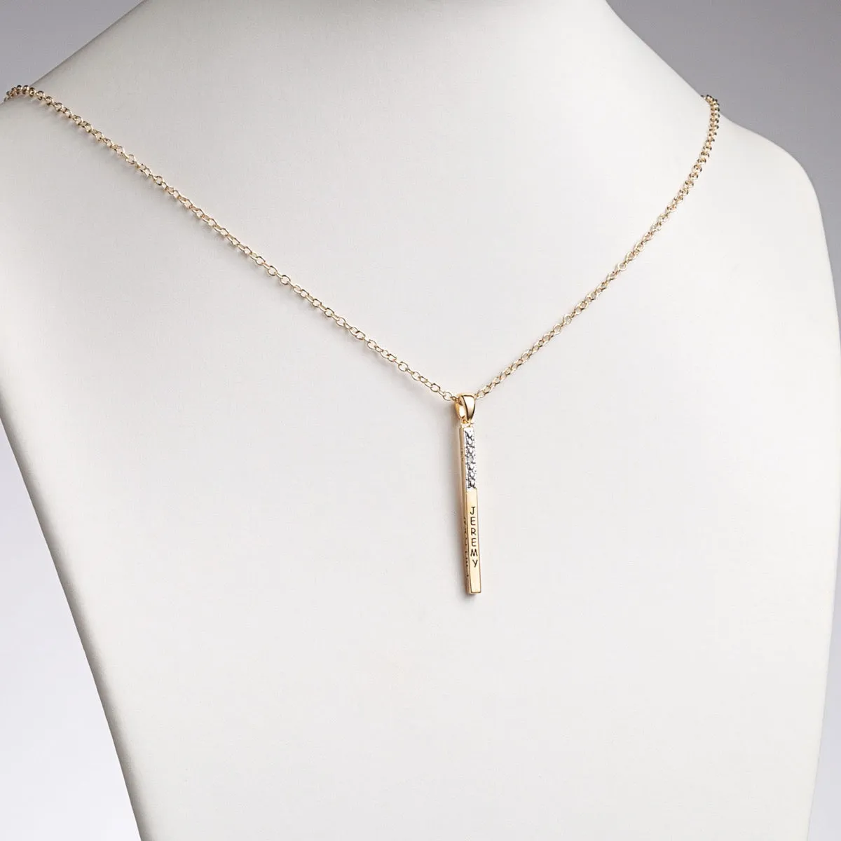 14K Gold Plated 4 Sided Bar with Diamond Accent sold by Limoges Jewelry product image thumbnail 3