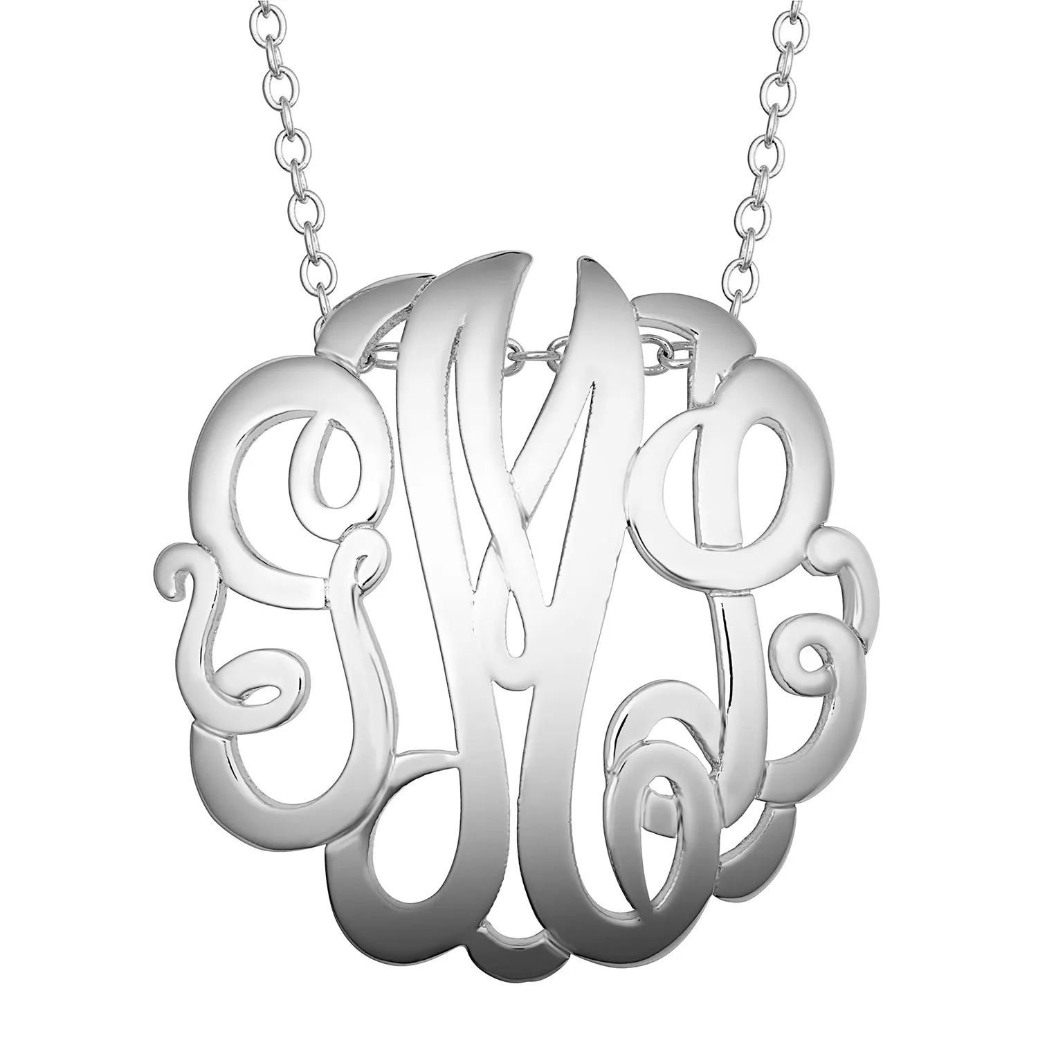 Sterling Silver Single Sided 28x28mm Round Traditional Monogram Unframed Pendant sold by Limoges Jewelry