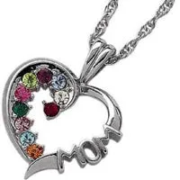 Sterling Silver MOM Birthstone Necklace sold by Limoges Jewelry