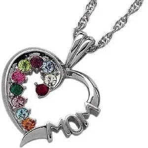 Sterling Silver MOM Birthstone Necklace sold by Limoges Jewelry product image thumbnail 2