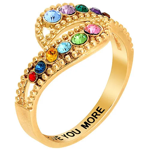 14K Gold Plated Curved Bypass Family Birthstone Ring sold by Limoges Jewelry product image thumbnail 2