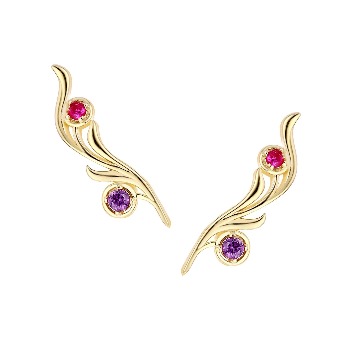 Sterling Silver Double Birthstone Vine Crawler Earrings sold by Limoges Jewelry product image thumbnail 4