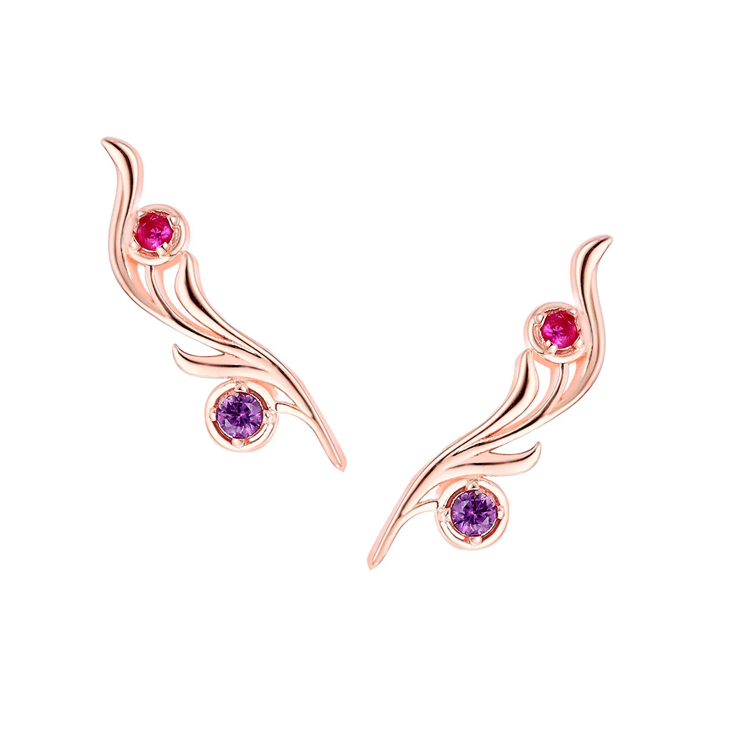 Sterling Silver Double Birthstone Vine Crawler Earrings sold by Limoges Jewelry product image thumbnail 5