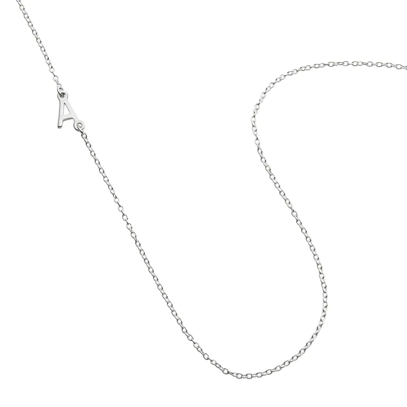 Sterling Silver Asymmetrical Initial Necklace sold by Limoges Jewelry