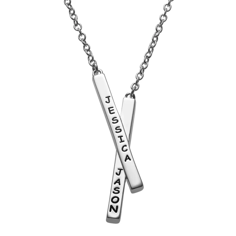 Engraved Names Double Bar Necklace sold by Limoges Jewelry