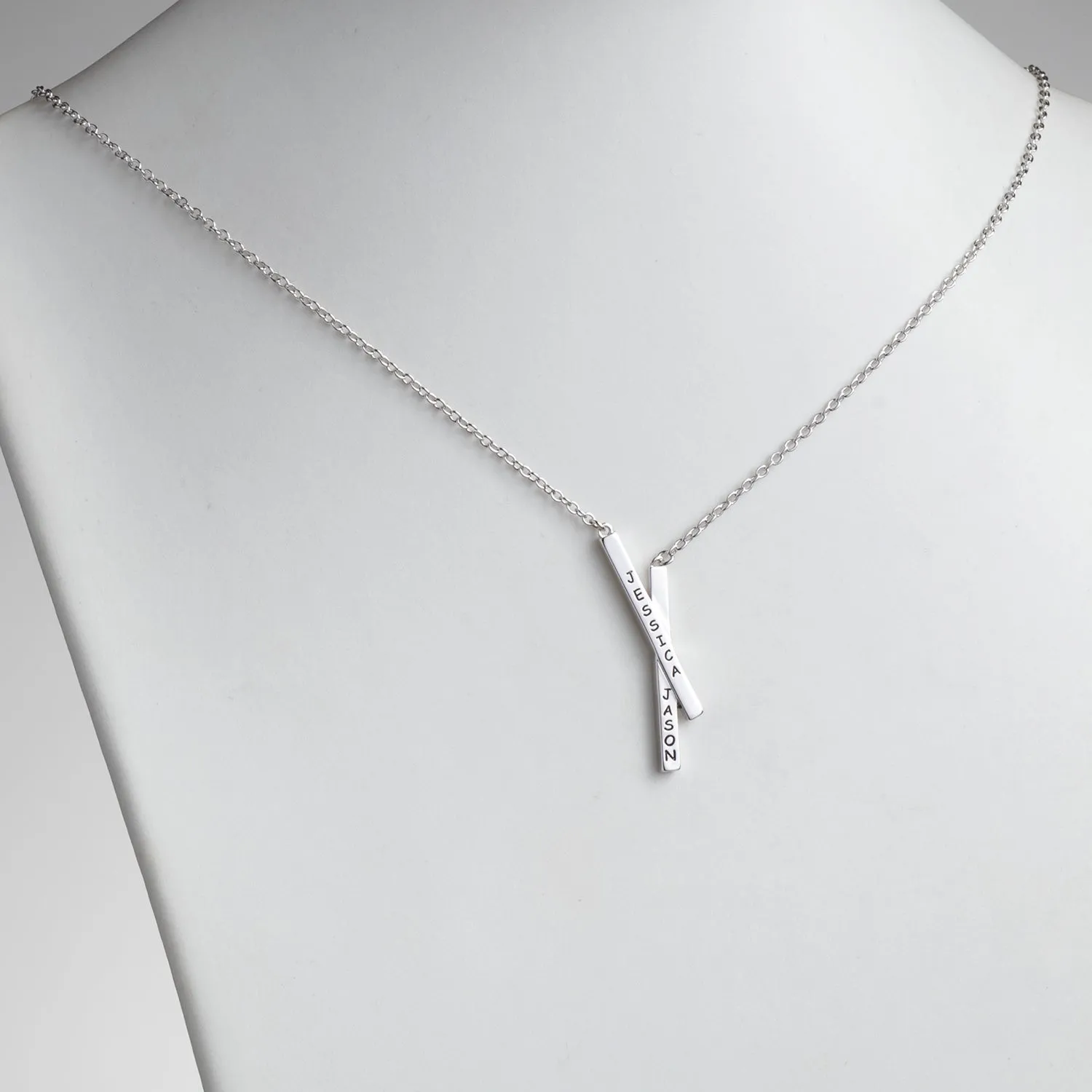 Engraved Names Double Bar Necklace sold by Limoges Jewelry product image thumbnail 2