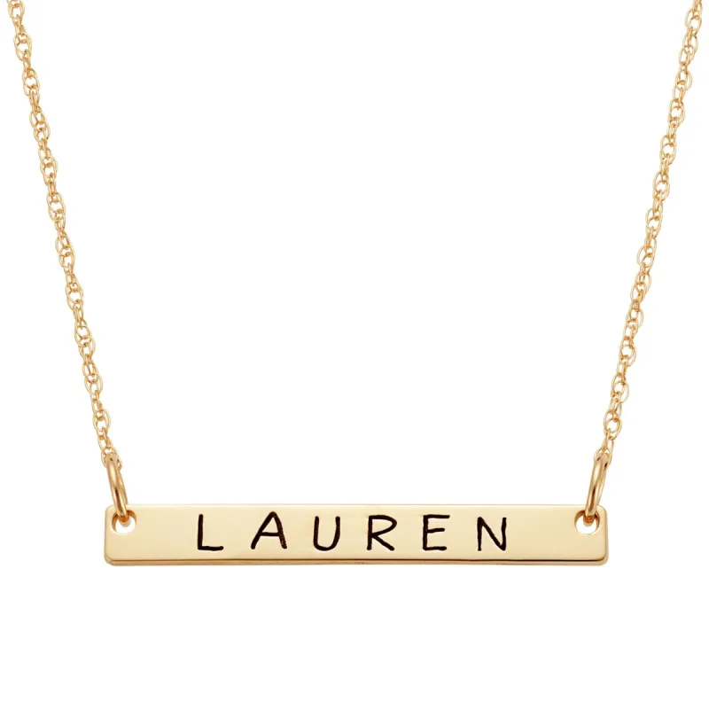 14K Gold over Sterling Mini Bar Name Necklace sold by Limoges Jewelry