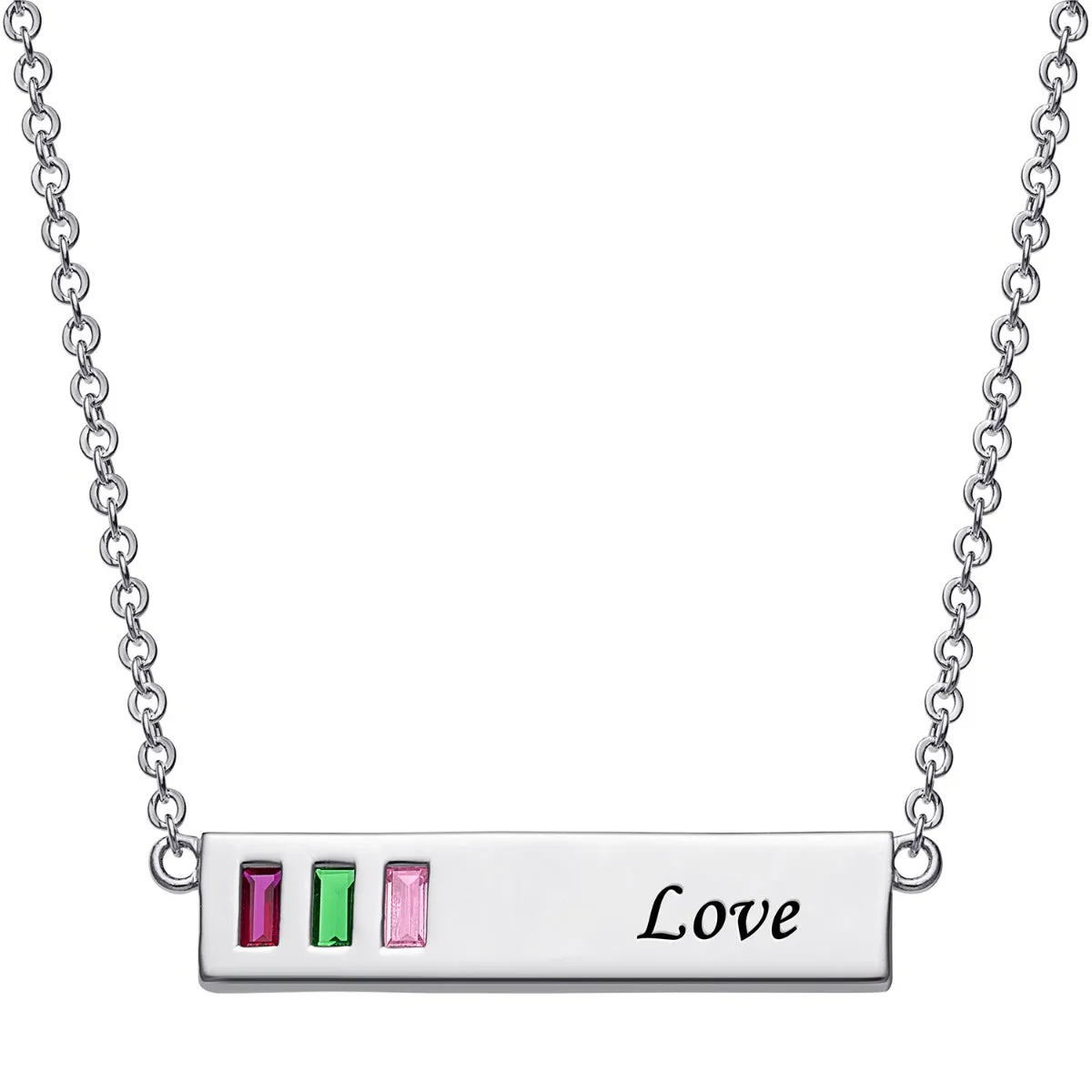 Baguette Birthstone Love Bar Pendant sold by Limoges Jewelry product image thumbnail 4