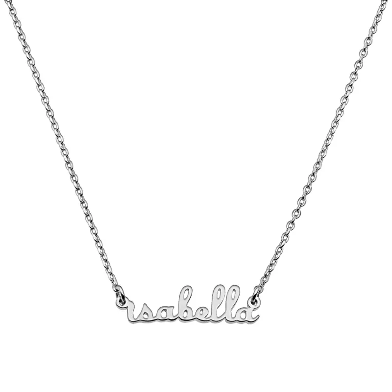 Sterling Silver Petite Script Name Necklace sold by Limoges Jewelry