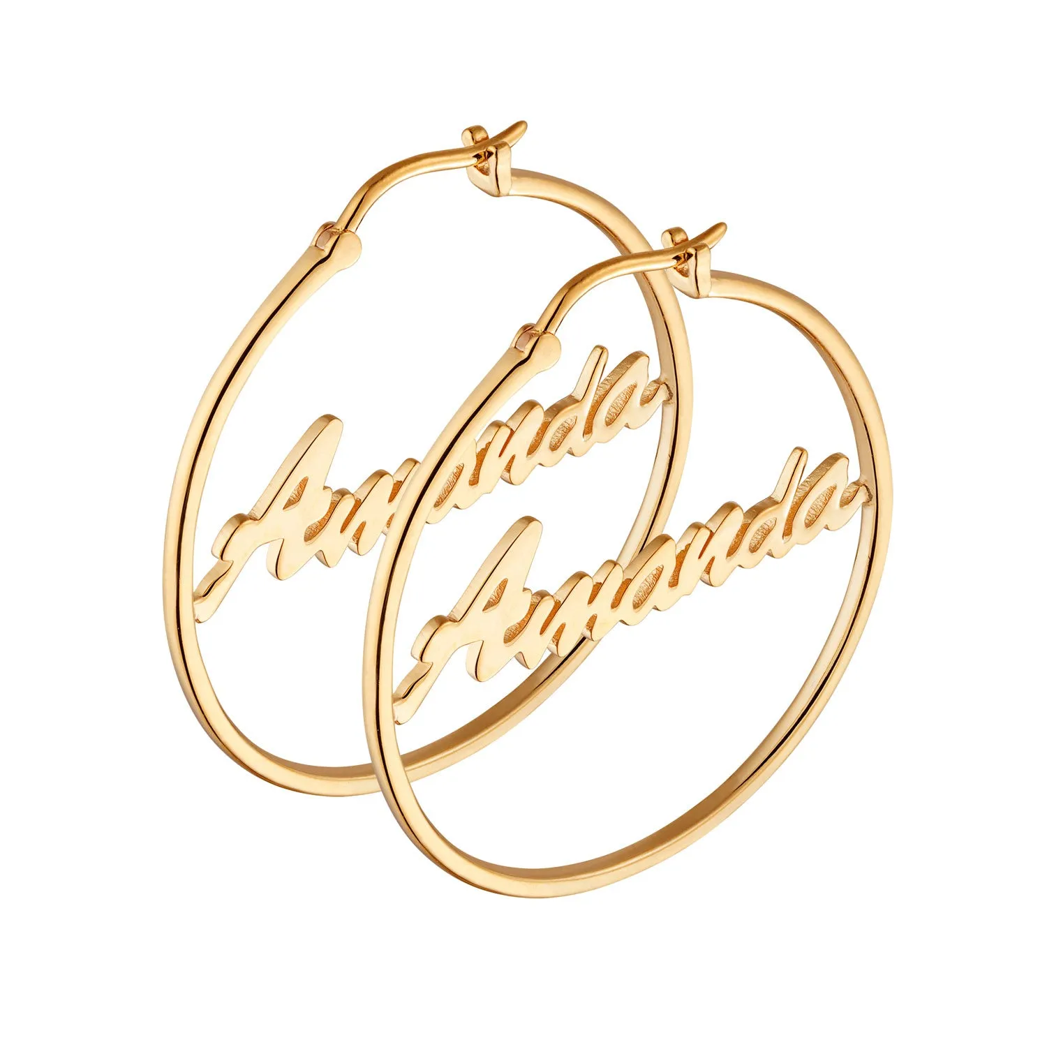 14K Gold over Sterling Personalized Name Medium Hoop Earring sold by Limoges Jewelry product image thumbnail 2