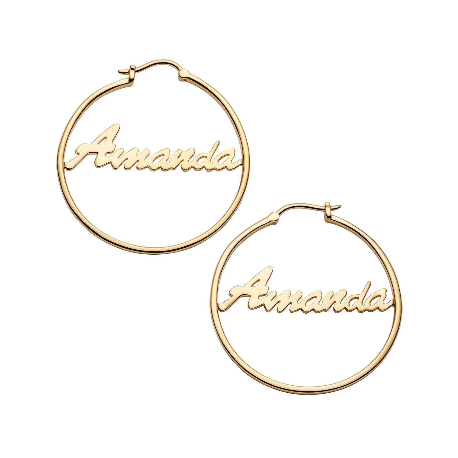14K Gold over Sterling Personalized Name Medium Hoop Earring sold by Limoges Jewelry