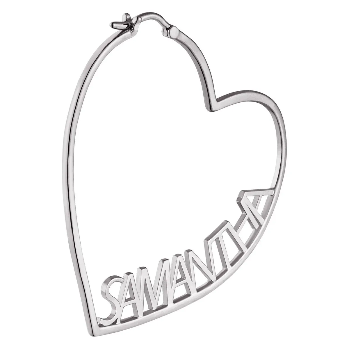 Silver Plated Personalized Nameplate Medium Heart Hoop Earrings sold by Limoges Jewelry product image thumbnail 2