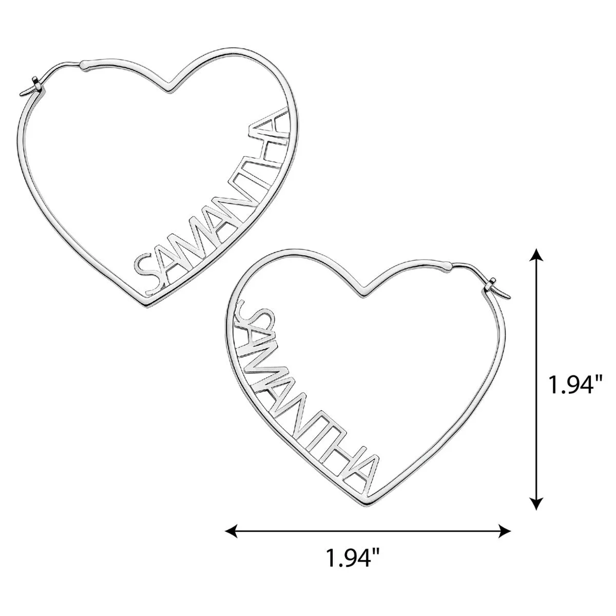 Silver Plated Personalized Nameplate Medium Heart Hoop Earrings sold by Limoges Jewelry product image thumbnail 4