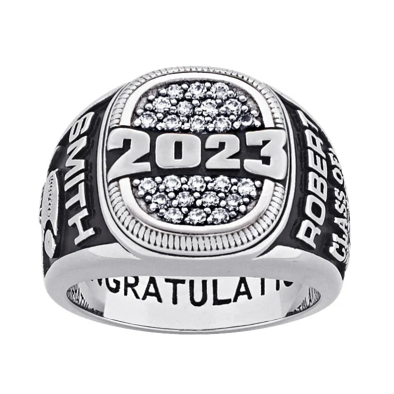 Men's CELEBRIUM Cushion-top Pave CZ Class Ring sold by Limoges Jewelry