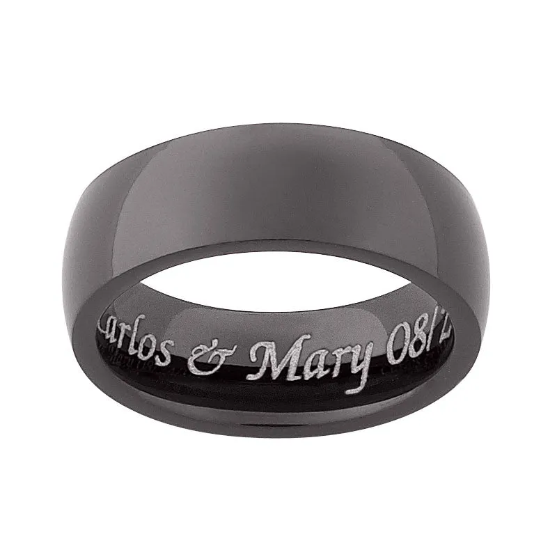 Black Stainless Steel Engraved 7mm Band sold by Limoges Jewelry